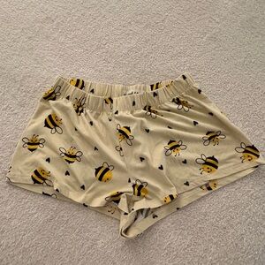 Bee Print Women's Pajama Shorts - Yellow